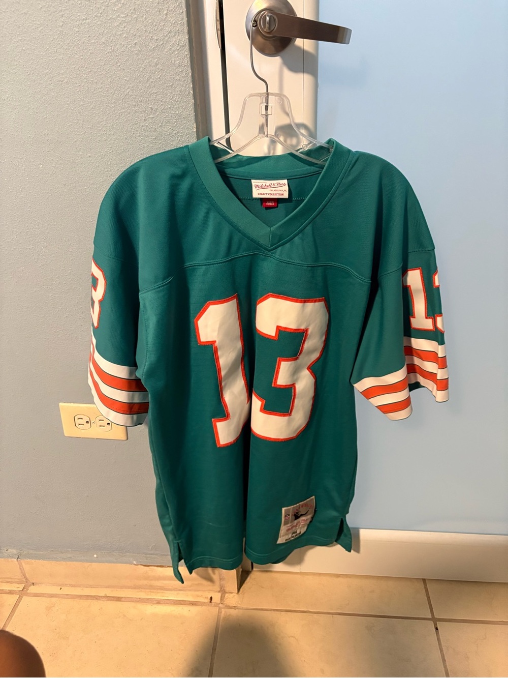 Mitchell & Ness Teal Youth #13 Football Jersey with Orange & White Accents
